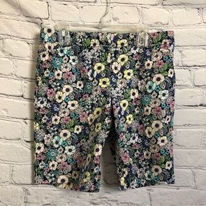 Talbots Floral Print Perfect Short Chino Shorts Blue Multicolored Size 12